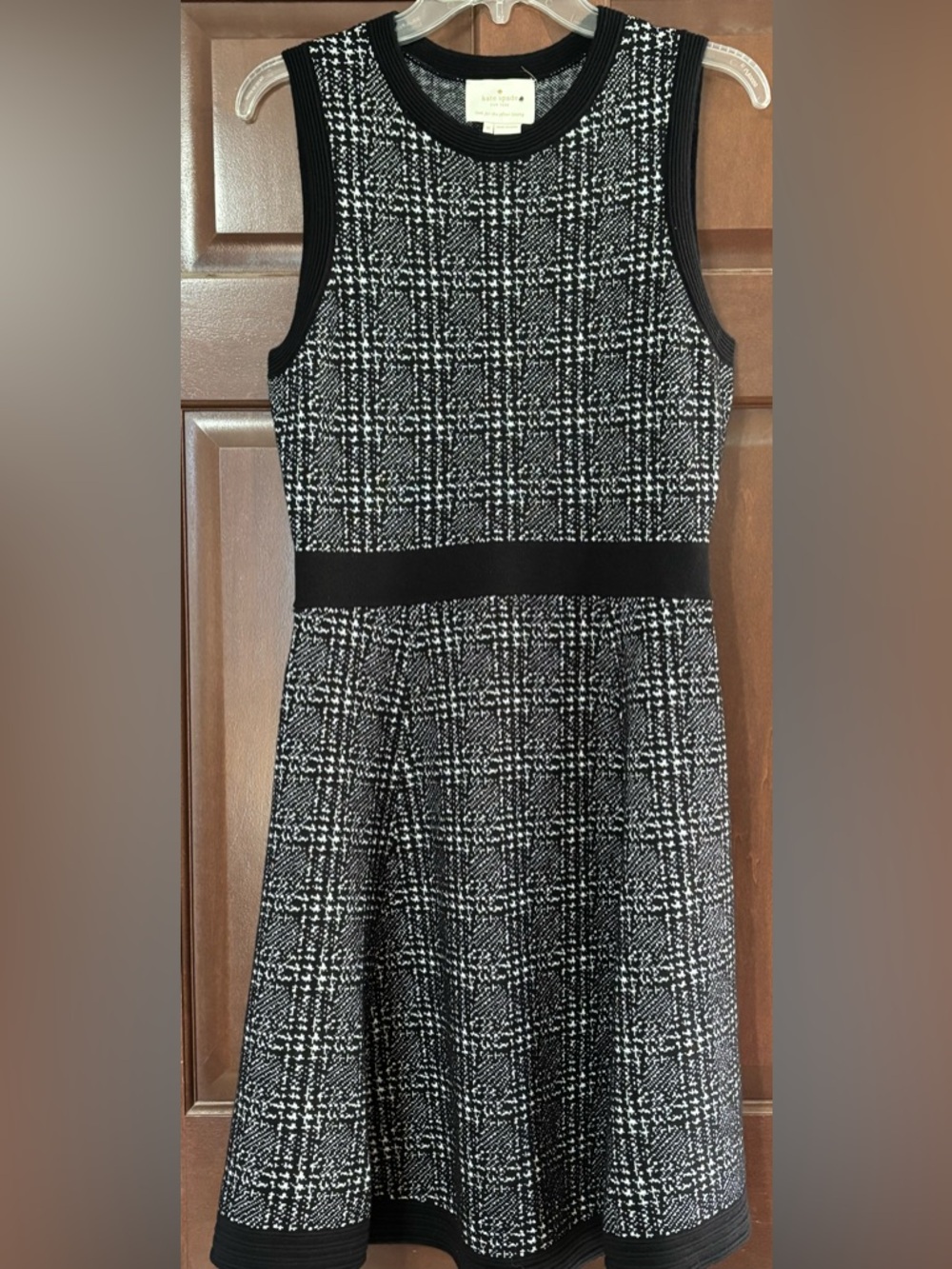 Gorgeous Kate Spade Out West MOD Swing Dress black white houndstooth size medium
